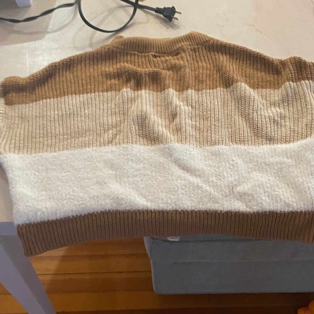 SHEIN Tan and Cream Striped Turtleneck Sweater
